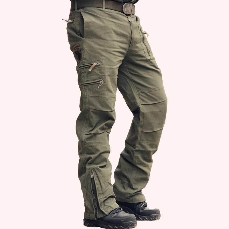 Men's Casual Cargo Pants Cotton Tactical Black Work Trousers Loose Airsoft Shooting Hunting Outdoors Combat Pants Cargo Pants