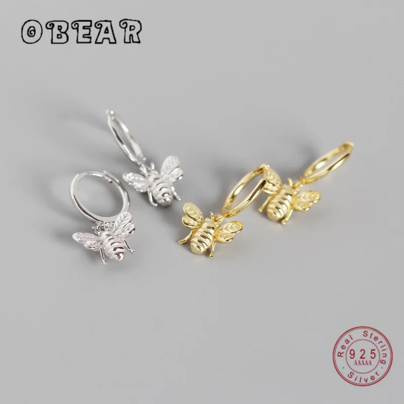 Серьги OBEAR Tiny Bee 100% Стерлинговое Серебро 925 пробы серьги для женщин гвоздики