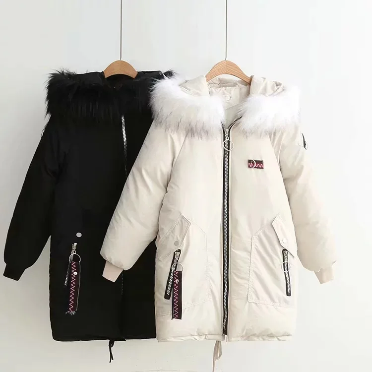 

2018 Winter Korean-style Cotton Coat Crane Embroidery Thick Warm Hooded Fur Collar down Coat Cotton-padded Clothes 90296
