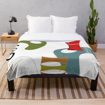 

Retro Eames Era Atomic Inspired 7 Blanket Wool Flannel Plush Blanket Bedspread For office Sherpa Blanket Couch Quilt Cover Trave