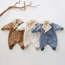 Monos de invierno con sombrero para bebé, mono grueso con cremallera para bebé, traje para gatear para recién nacido, ropa para bebé, niño y niña