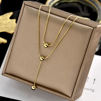 

Kpop Fashion Gold Color Choker Necklace Women Cute Girl Double Layer Chain Statement Necklace for Women Jewelry Wholesale 2020