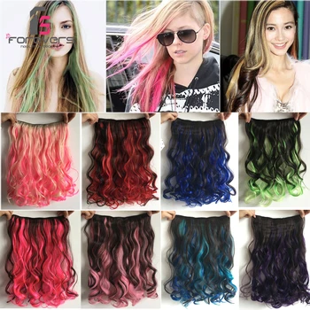 

3/4 Head Clip in Hair Extensions Remy Ombre Dip Dye Curly Wavy All Color 22" New