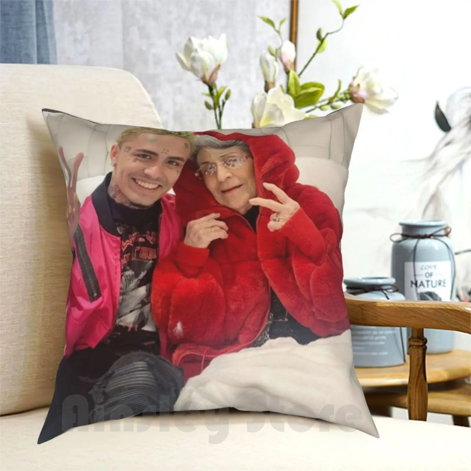 

With Granny Pillow Case Printed Home Soft Throw Pillow Hypebeast Rapper Mumble Rapper Music Esketit Happy Faded Funny