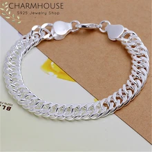 Серебряный 925 браслеты для мужчин 10 мм звено цепи браслет и браслеты Pulseira Homme Beleklik Модные Ювелирные изделия Подарки на день рождения