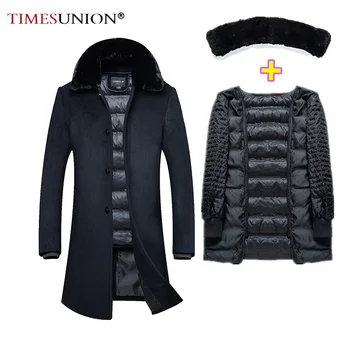

Long Style Mens Wool Winter Coats Jacke Thick Overcoats Topcoat Mens Single Breasted Coats And Jackets With Adjustable Vest