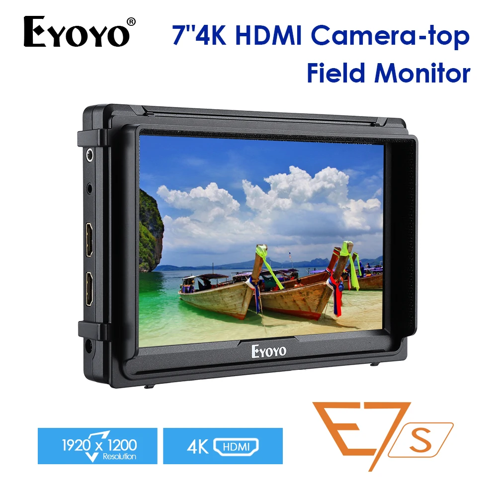 

Eyoyo E7S 7" 8Bit Camera Field DSLR Monitor Small FHD 4K HDMI Loop Output 1920x1200 IPS Video Focus Assist for Sony Nikon Canon