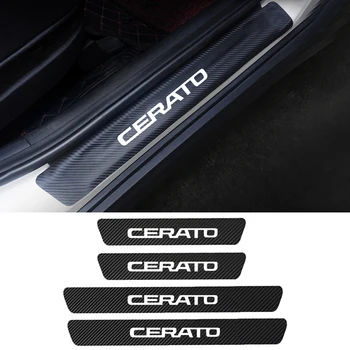 

4pcs PU Carbon fiber Door Sill Scuff Plate Guards Stickers Protector For Kia Cerato K3 Cerato 2 3 Forte 2011-2019 Accessories
