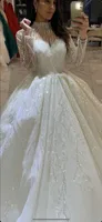 Luxury Princess Wedding Dress Long Sleeve Puffy Sequin