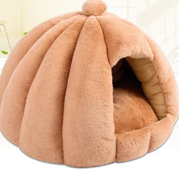 

Cute Pet Cat Dog House Bed Mat Warm Soft Removeable Kennel Nest Pet Basket Tyteps Funny Fruit Pumpkin House for Cat Dog Tent