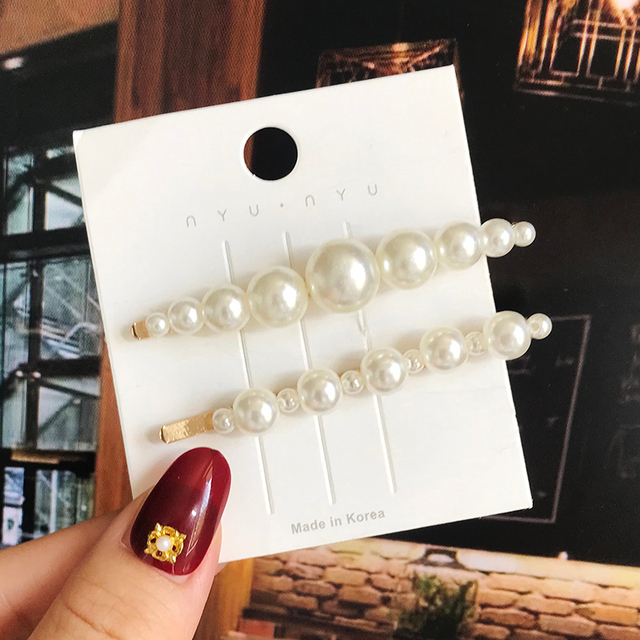 Pearl Barrettes Beaded Geometric Women Hair Clip Hairgrips Hair Accessories Girls Jewelry Fashion Hair Pins