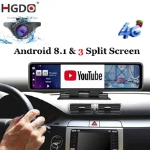 HGDO-Cámara de salpicadero DVR para coche, dispositivo para espejo retrovisor, grabadora de vídeo FHD, 1080p, wifi, GPS, con registro de y pantalla de 12 pulgadas, Android 8.1, 4G, ADAS