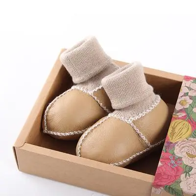 0-24 м новорожденных малышей сапоги зимние первые ходунки обувь для маленьких девочек и мальчиков мягкая подошва мех Зимние ботиночки - Цвет: COFFEE