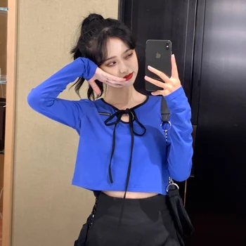 

PX2342 2020 niche bow short long-sleeved T-shirt women