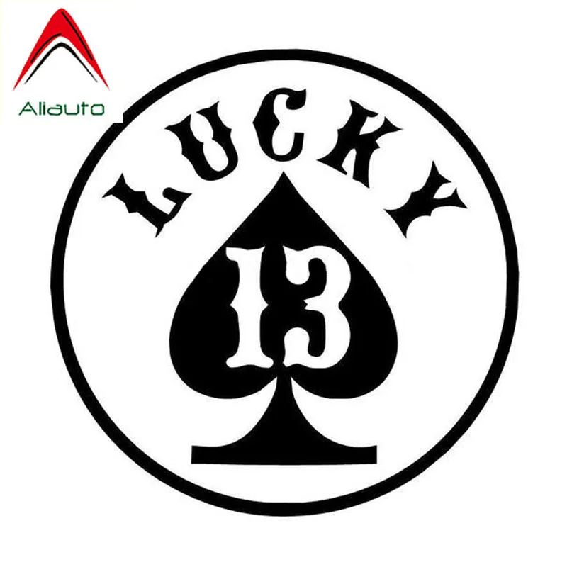 Aliauto Personality Funny Car Sticker Lucky 13 Spades Motorcycle Decorative Automobile Styling Sunscreen Decal PVC 12cm*12cm | Автомобили