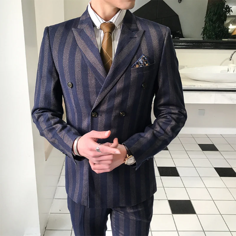 Blazer-Pants-Vest Высокое качество костюмы человек обтягивающий официальный отделений классический мужской блейзер для выпускного вечера вечерние костюмы Для мужчин платье костюм жениха Для мужчин смокинг на свадьбу - Цвет: Blazer-Pants-Vest