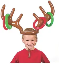 Chapeau de renne gonflable avec anneaux, jeu de lancer de fête de noël, pour enfants et adultes, jeux amusants en famille