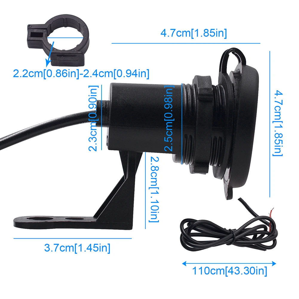 DJSona 1 шт. зарядное устройство для телефона мотоцикла 12 В Dual USB зарядное устройство водонепроницаемый пылезащитное зеркало заднего вида руль фиксированное зарядное устройство Новинка