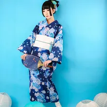 Женское японское традиционное кимоно с Obi винтажное женское вечернее кимоно платье японское кимоно Цветок юката халаты