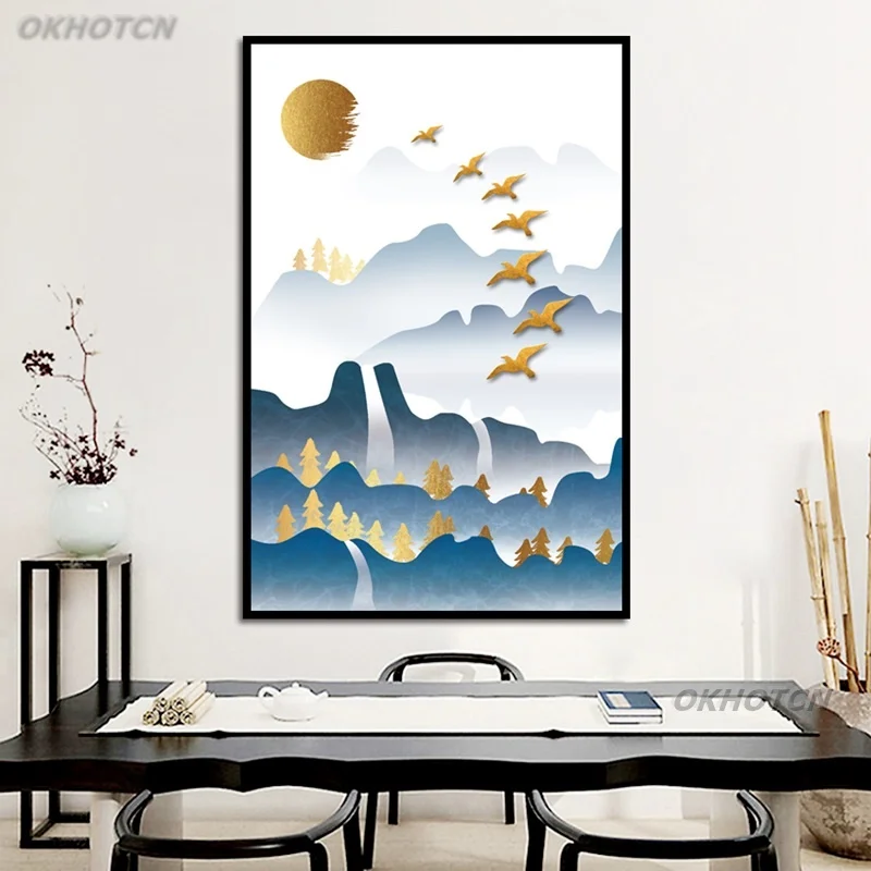

Sun Landscape Abstract Canvas Modern Print Posters Home Decoration Minimalism Chinese Style Wall Art Pictures Living Room Aisle