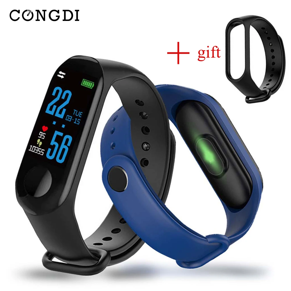 

M3 Pro Smart Wristband Bracelet with Extra Strap M3Plus Smart Band Heart Rate Activity Fitness Tracker Pedomete Smart Watch