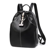 

Women's Backpack Retro shoulder bag Black leather cute girl Bag for Designer 2020 Motorcycle Travel Diaper Handbag