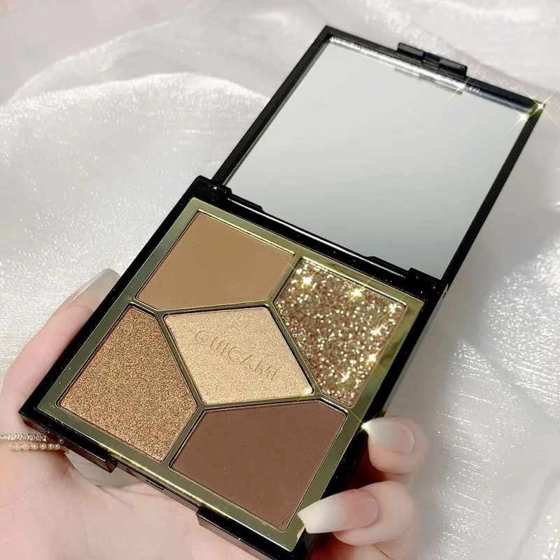 Five-color Pearlescent Eyeshadow Palette Five-color Eyeshadow Eye Makeup Palette Cosmetics Earth Color INS Popular eye shadow eye shadow plate