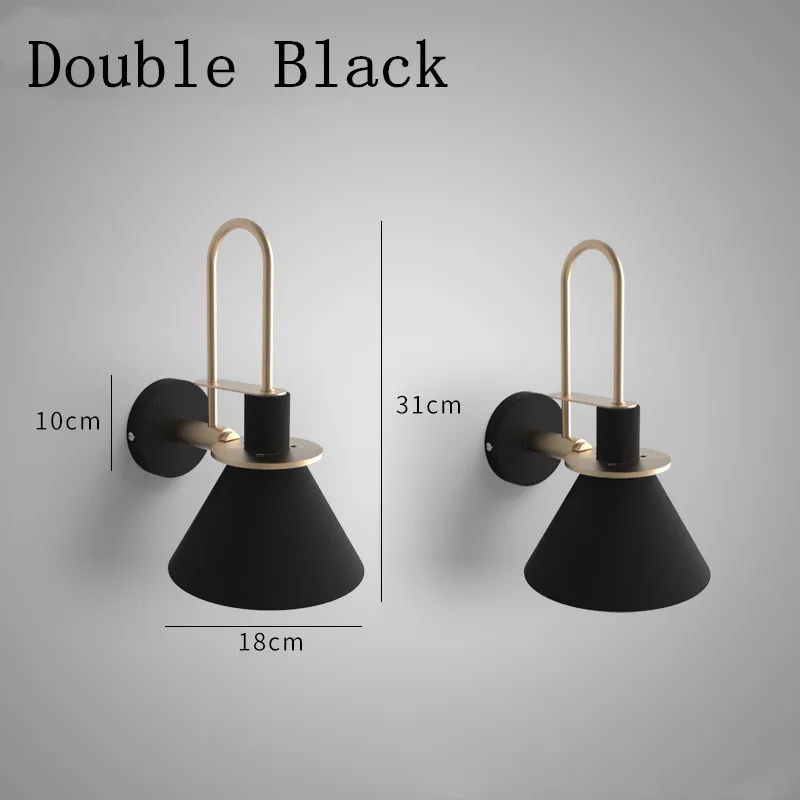 Double Black Современные настенные светильники, скандинавский настенный светильник, чердак, светодиодный, 90-260 В, лампы, светильник, Fixturesfor, домашний светильник, светодиодный светильник, домашний декор - Цвет абажура: Double Black