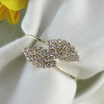 

Crystal Diamond Leaf Shape Napkin Ring Clover Napkin Holder Wedding Decoration Banquet Party Napkin Buckle Table Decoration