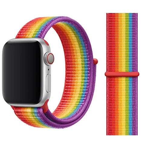 rainbow Ремешок для часов Apple Watch 38 мм 42 мм нейлоновый мягкий дышащий сменный ремешок для iWatch Band 40 мм 44 мм спортивная серия 5 4 3 2 1 - Цвет ремешка: rainbow