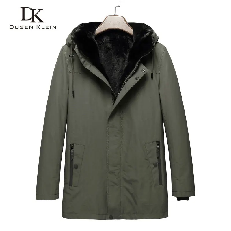 

Dusen Klein Men Warm Winter Coat Removable Real Rabbit Fur Liner Hooded Jacket Thick Outerwear New Luxury p82033