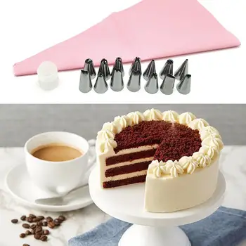 

Piping Bag Stainless Steel Pastry Silicone Reusable Cream Nozzles Decorating Cake Baking Icing Tools T7W6