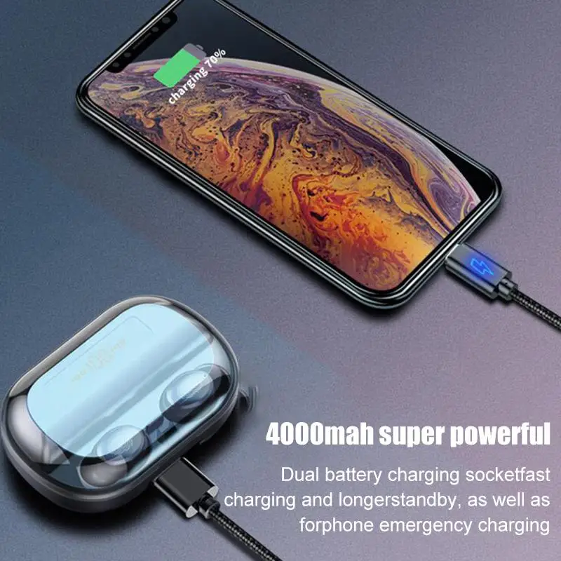 Acekool V11 TWS 5,0 Bluetooth 9D стерео наушники с 4000 мАч power Bank беспроводные наушники IPX7 водонепроницаемые спортивные наушники r20