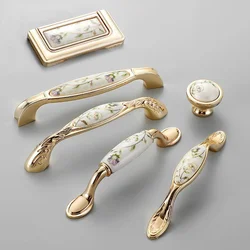 Antique Ceramic Cabinet Handles Chinese Vintage Drawer Knobs Wardrobe Door Handles European Furniture Handle Hardware
