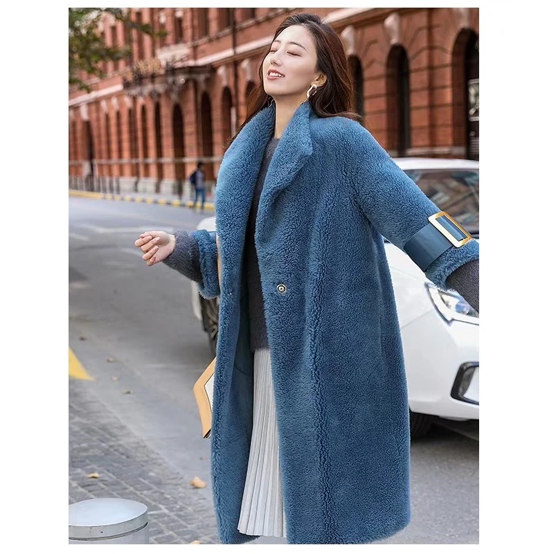 Зимнее пальто женский толстый помпон из натурального меха пальто плюс размер уличная одежда модное длинное шерстяное пальто Женская шикарная одежда
