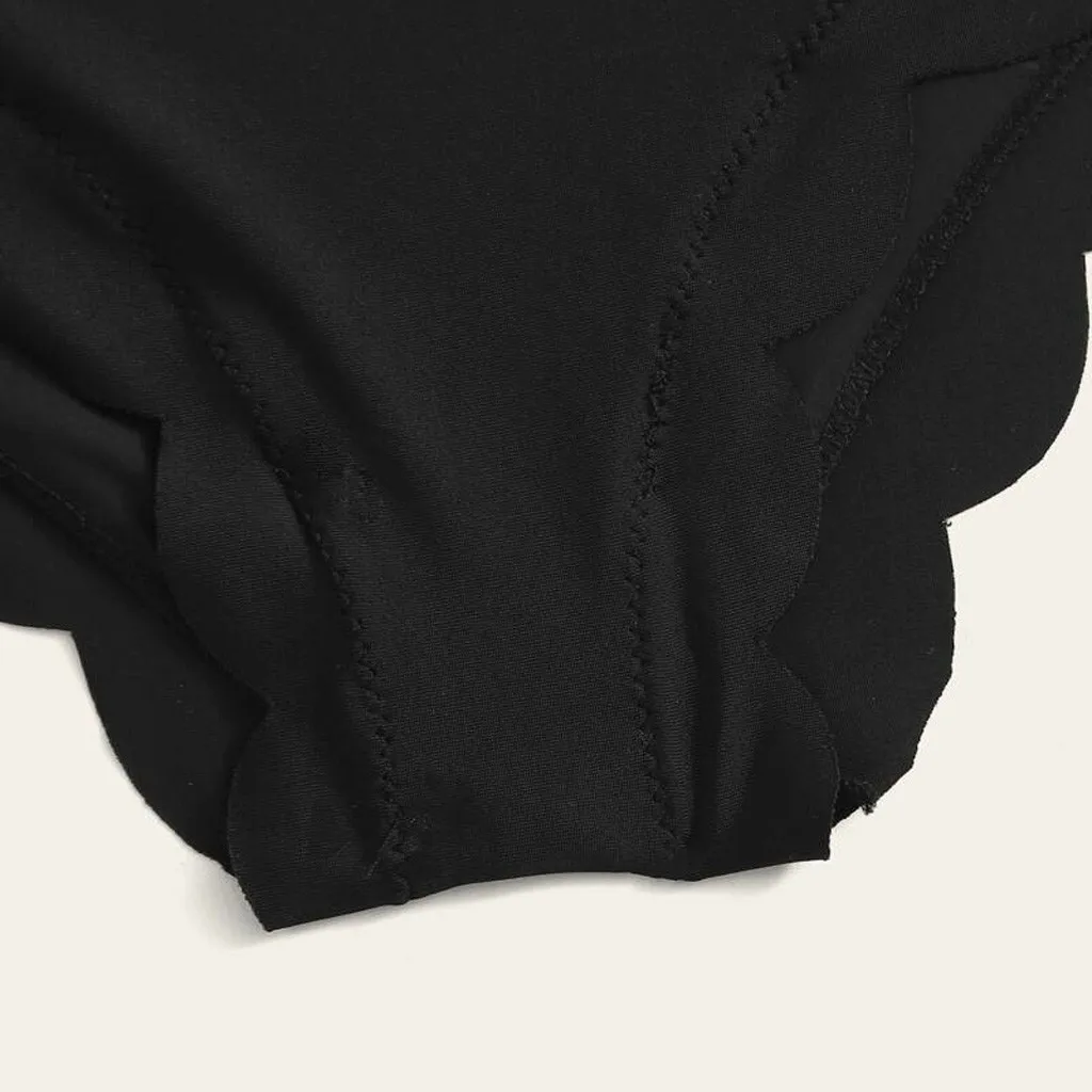 Женские винтажные трусики купальник с высокой талией Трусики бикини фестонами