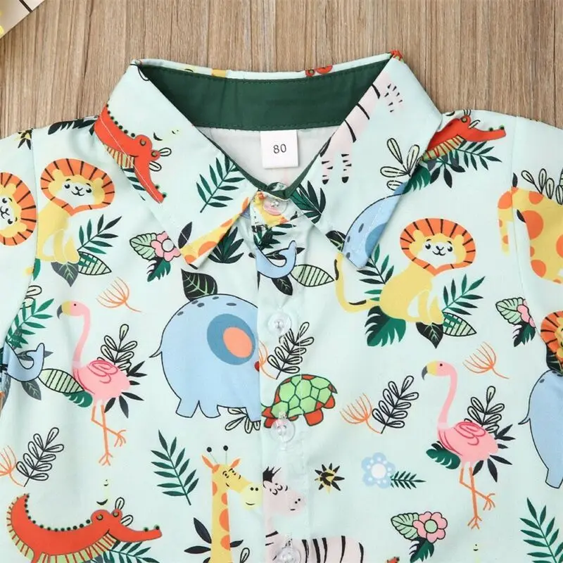 Toddler Baby Boy Clothing Set Turn-down Collar Single Breasted Shirt Button Short Pants Outfits 2PCS kids clothing set,boys clothing set