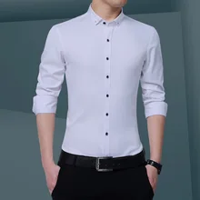 Мужские рубашки с длинным рукавом, твил, одноцветная официальная деловая рубашка, Высококачественная брендовая Повседневная однотонная Осенняя белая рубашка, мужские рубашки