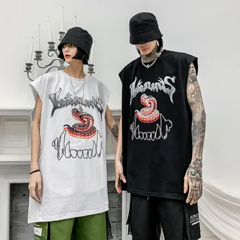 

Printted Waistcoat European and American High Street Popular Hiphop Hip-hop Rock Sports Basketball Sleeveless Couple's T-shirt