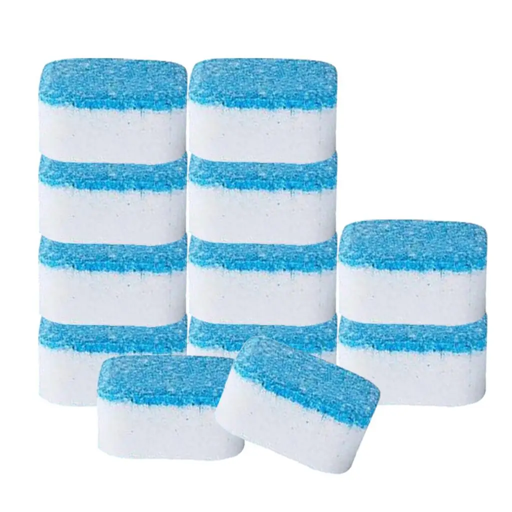 12pcs Practical Washing Machine Cleaner Effervescent Tablets for Front Load, Top Load Washers 2.6x2.6x1.2cm