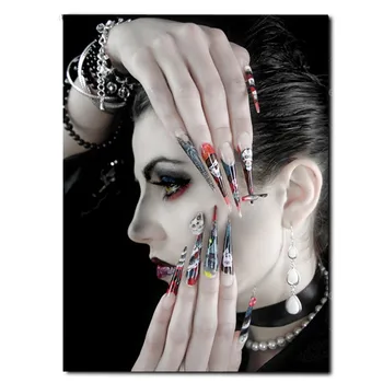 

5d diamond painting fashion woman Flowers Nail-Painting Wall Art Hands Spa Pictures Beauty Salon mosaic diamond embroidery R896