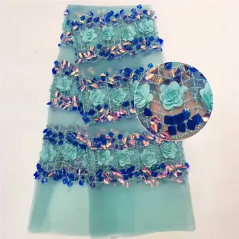 

Sequin Embroidery Fabric African Tulle Lace Fabric High Quality French Mesh Lace Sewing Craft Supplies 5yard / lot PLF-021