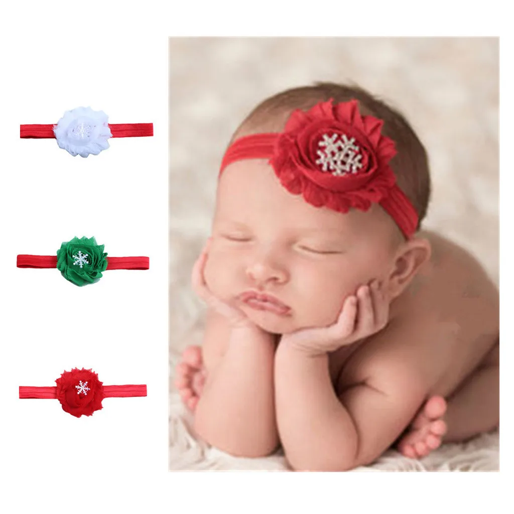 Милая Детская Новогодняя повязка на голову однотонный цветочный хлопок