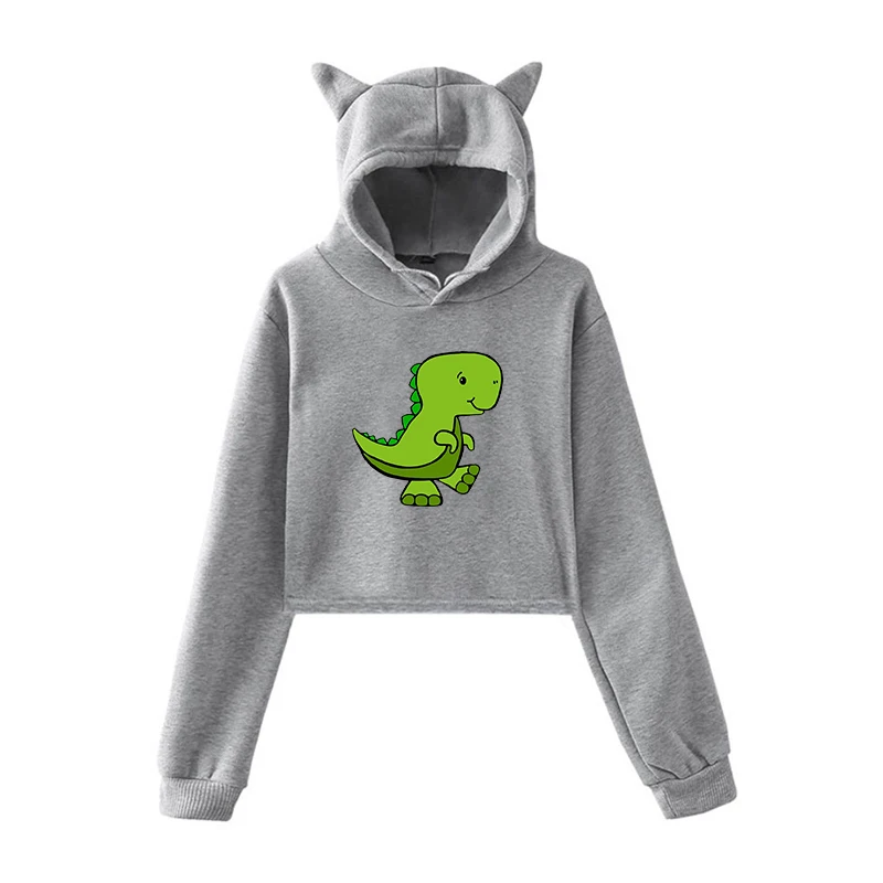 Kawaii Hoodie 10 Женские толстовки в стиле Харадзюку с ушками, уличная одежда с динозаврами, свитшоты, осенняя Повседневная Толстовка с капюшоном, пуловеры, топы для девочек, модная одежда - Цвет: Kawaii Hoodie 10