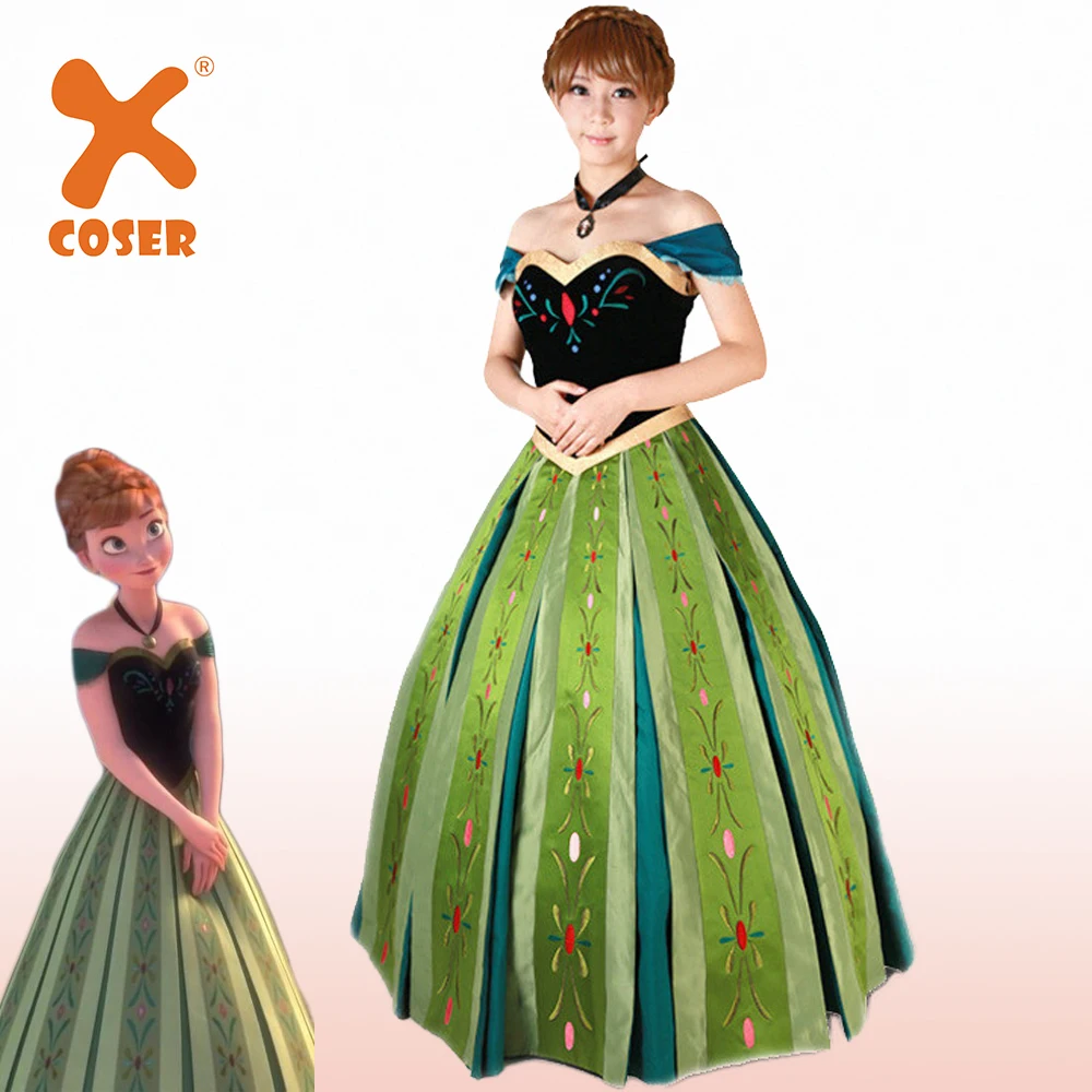 XCOSER платье принцессы Анны нежное для косплея полный комплект костюм на Хэллоуин
