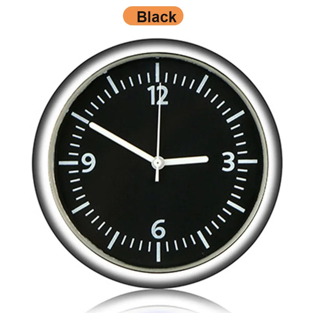Vehemo автомобильные часы декоративные 4 цвета мини круглые часы аксессуары для авто интерьера - Цвет: black B
