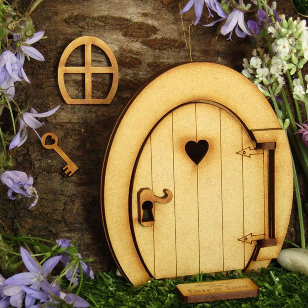 Wooden Miniature Fairy Elf Door DIY Painting Vintage Decor Dollhouse Garden Craft Accessories Micro Landscape Gift-miniature house kit miniature ornament miniature scenery material miniature figurines glass fruit pendants ornament crafts