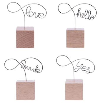 

Metal Words Wood Memo Clips Photo Holder Clamps Desktop Message Craft Stationery