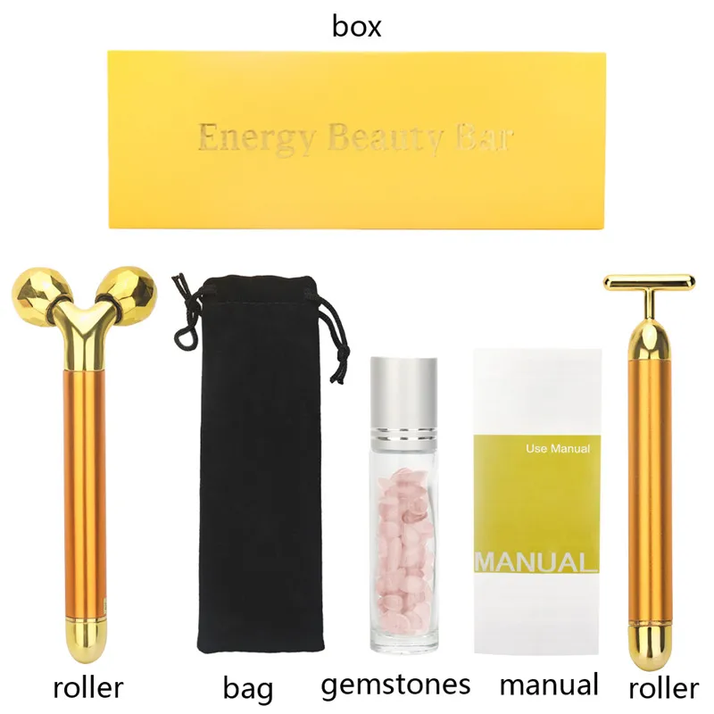 He2742108d54145879a0455546e098defX 3 in 1 Roller Massager Facial Beauty Bar 24k Golden Vibrating Full Body Massage Device Face Lifting Anti Wrinkle Skin Care Tools