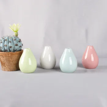 

4pcs/set Plants Pot Flowers Vase Ceramic Green/white/blue/pink Water Hydroponics Living Room Decoration Water Droplets Shaped